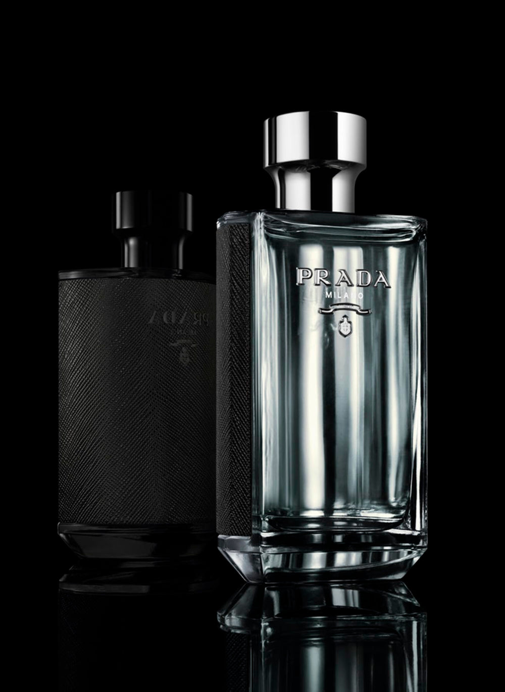 Prada L'Homme EDT cap close-up showing minimalist design.