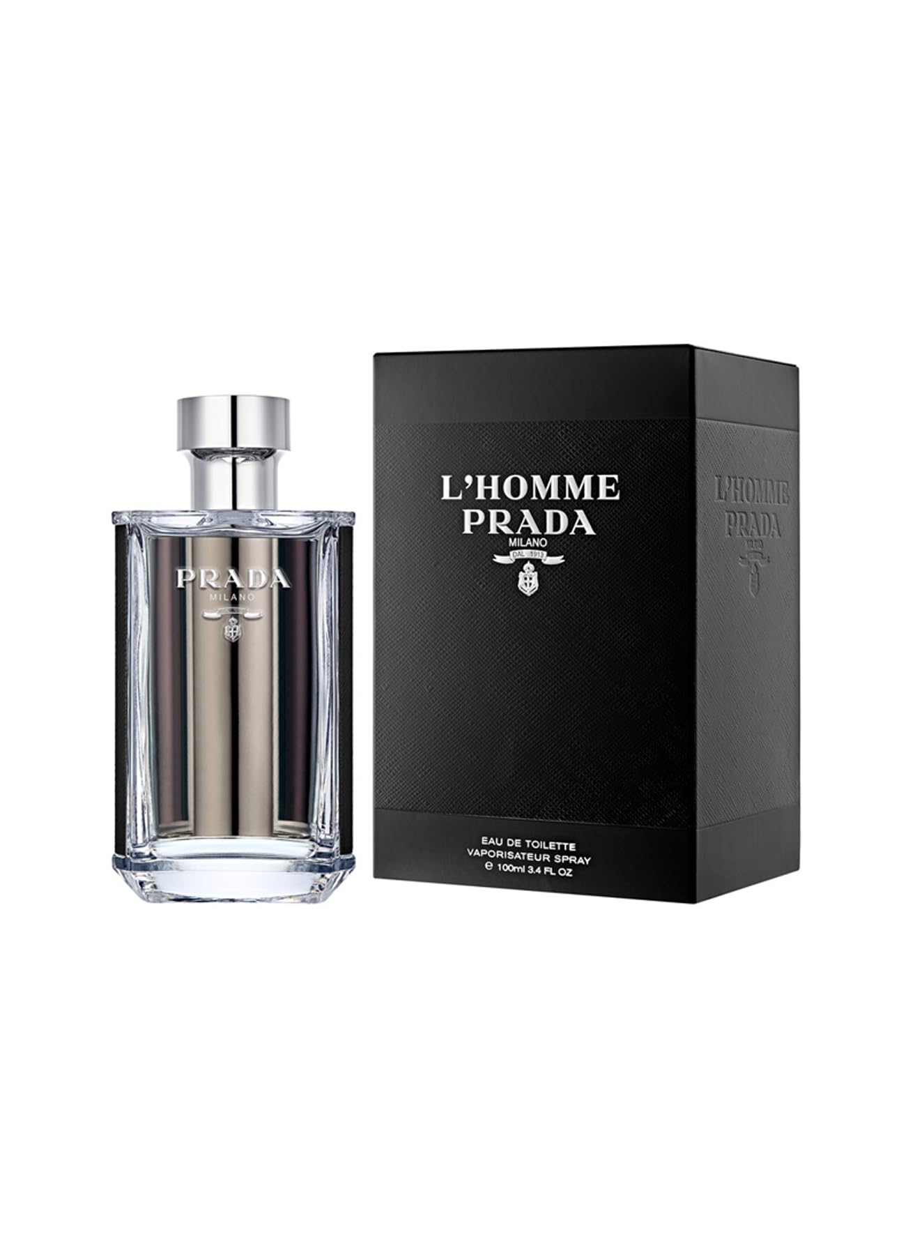 Model wearing Prada L'Homme EDT hinting at versatile professional occasions.