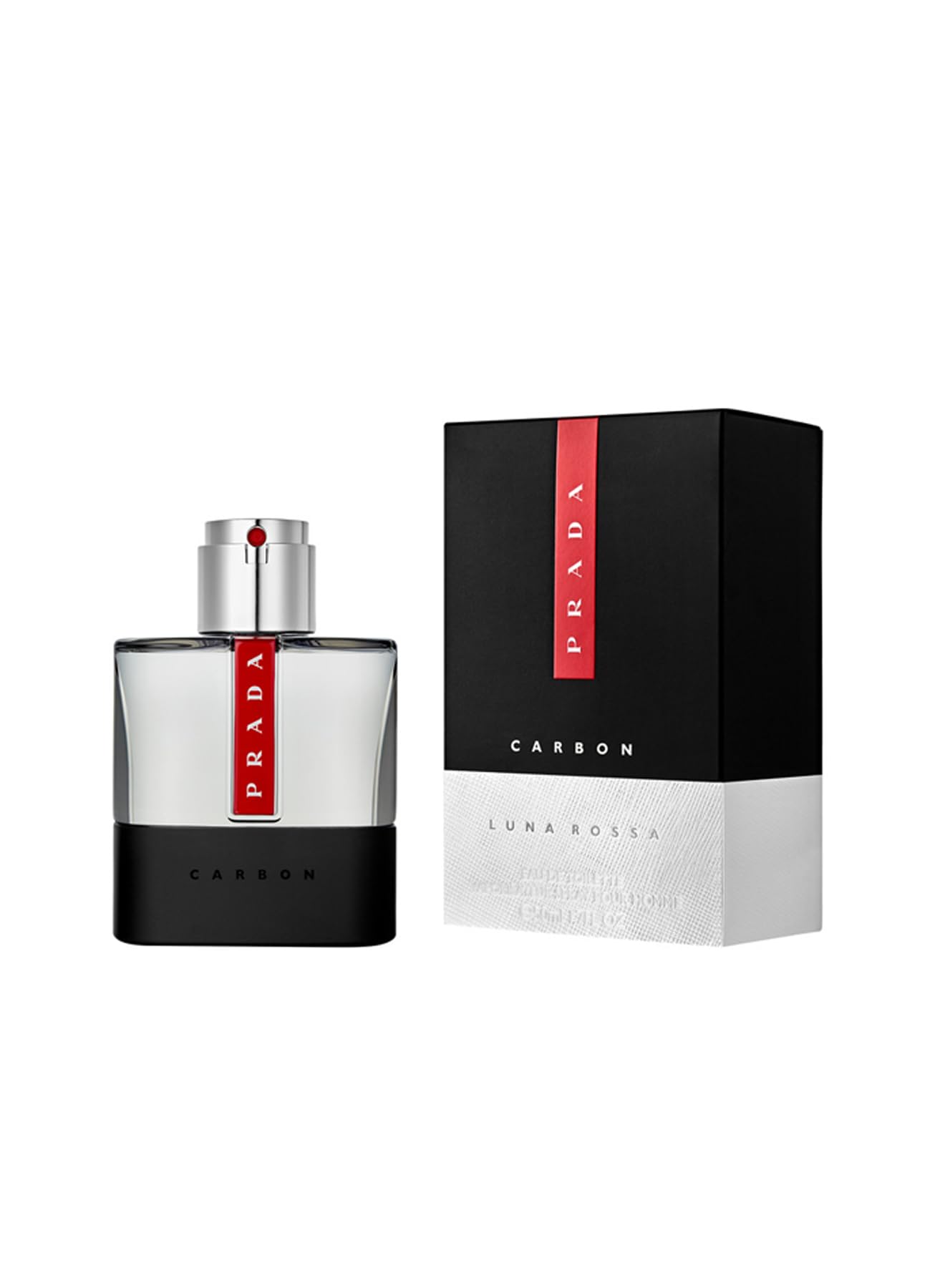 Prada Luna Rossa Carbon packaging detail highlights premium materials.