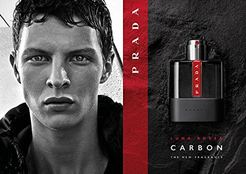 Prada Luna Rossa Carbon EDT spray close-up, ideal for confident daytime wear