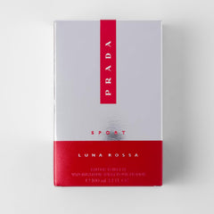 Prada Luna Rossa Sport angled bottle emphasizes aerodynamic silhouette for active lifestyles.