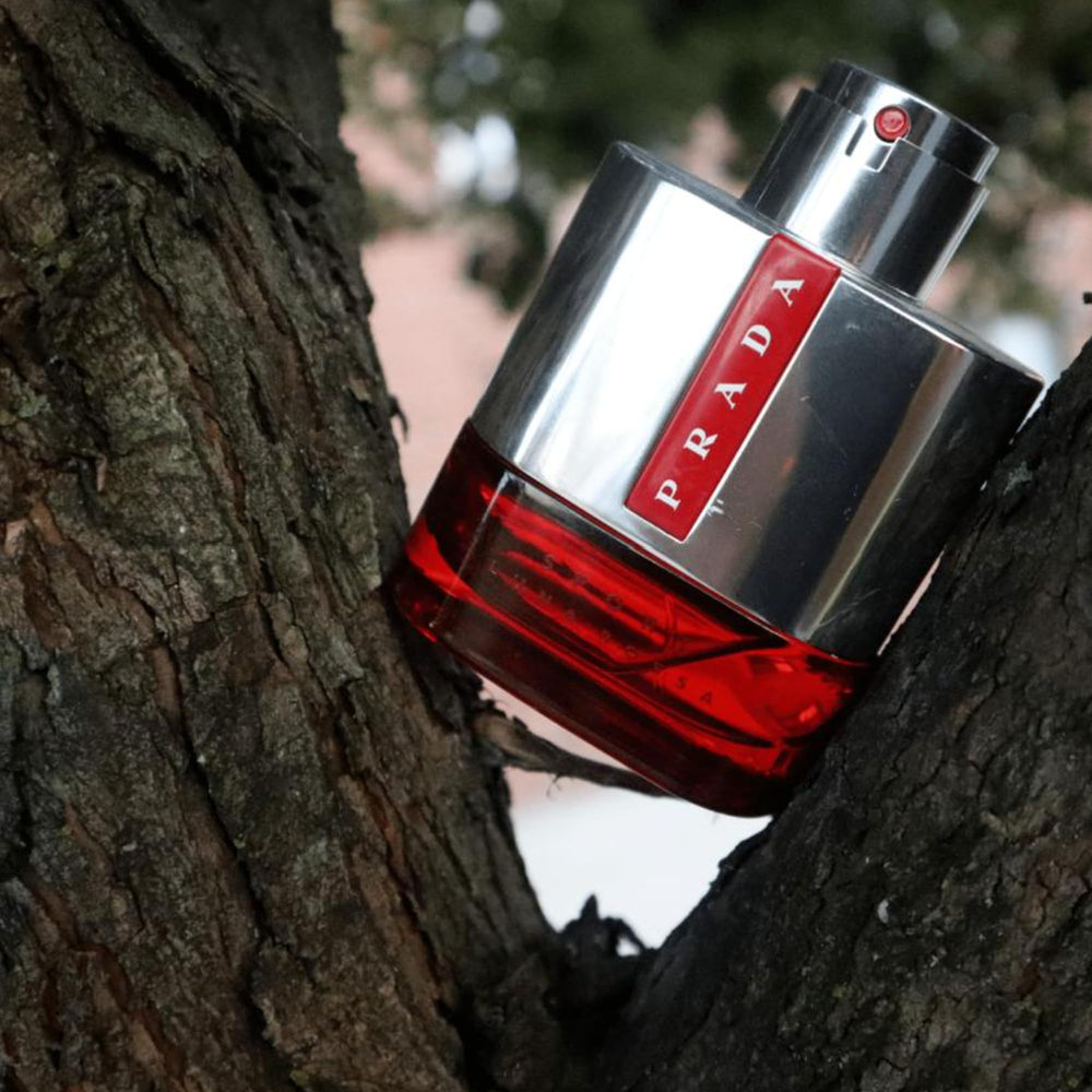 Prada Luna Rossa Sport box front conveys luxury unboxing and gifting appeal.