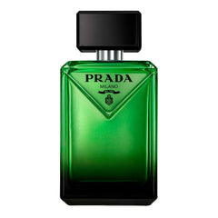 Prada Paradigme bottle front highlights refillable design for sustainable fragrance use.