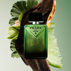 Prada Paradigme refillable spray image emphasizes sustainable, portable fragrance