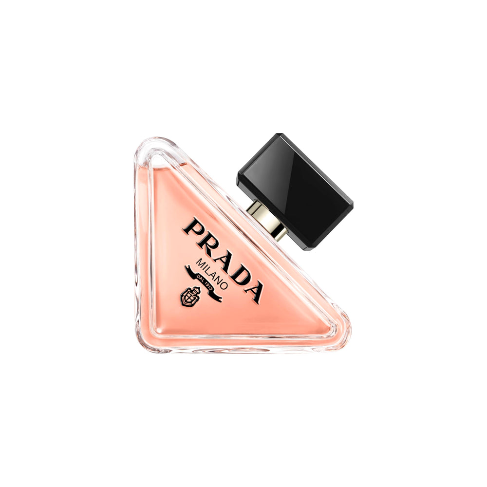 Prada Paradoxe bottle with yellow cap for everyday luxury fragrance.