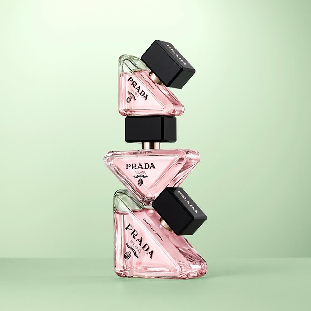 Prada Paradoxe Virtual Flower bottle side view shows sleek silhouette