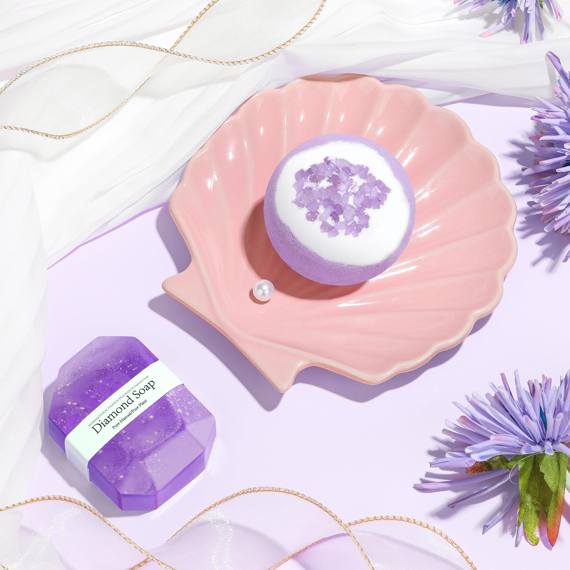 Pradnel bath bomb creates a soothing, fizzy bath experience.