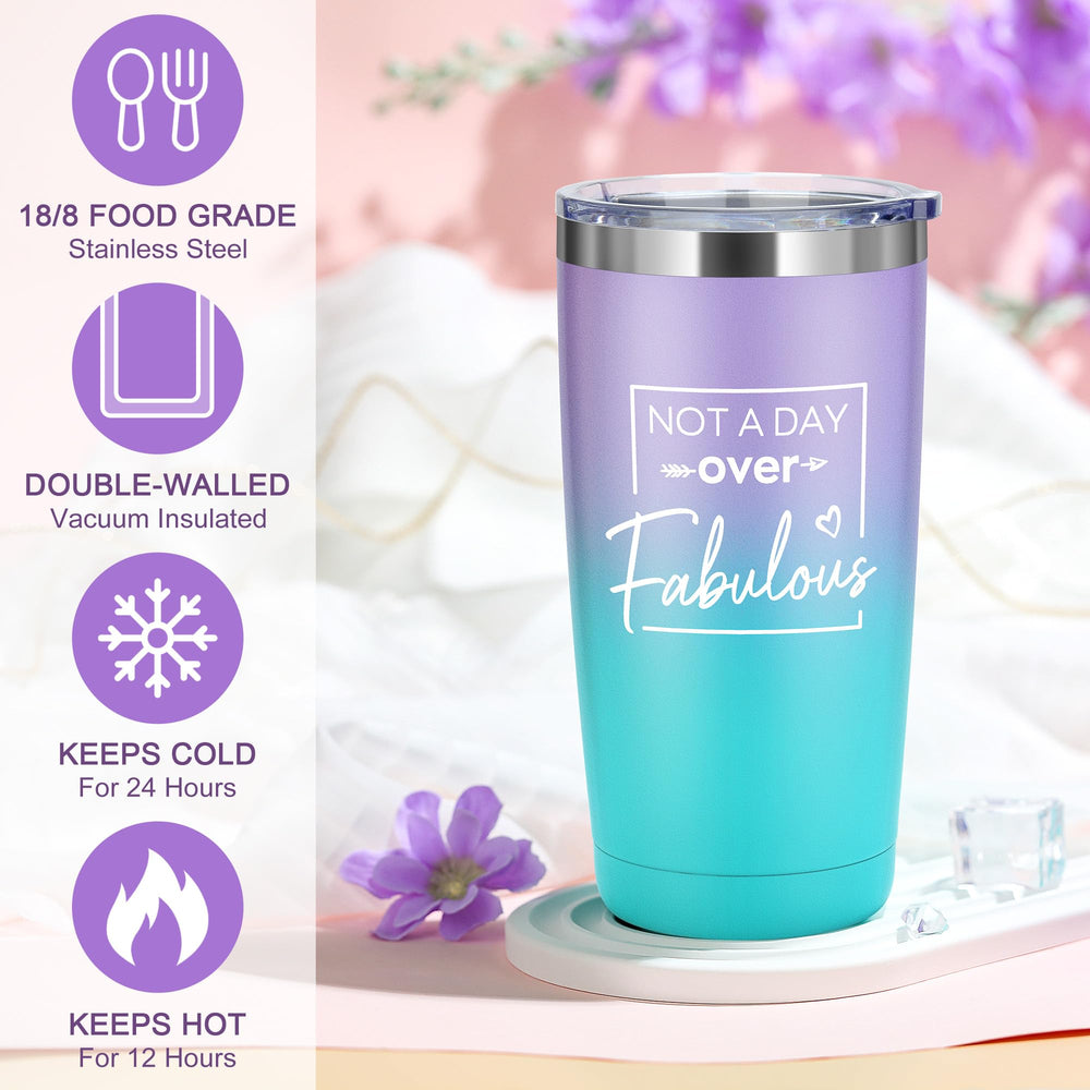 Pradnel 20oz tumbler keeps beverages hot or cold for hours.