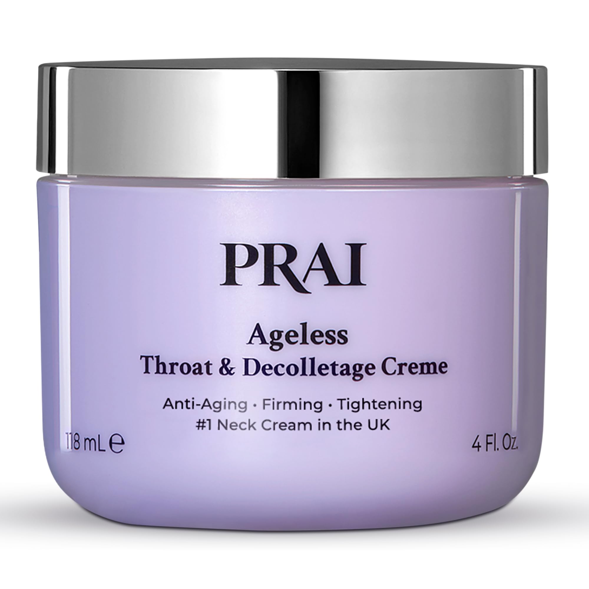 PRAI neck creme jar with rich texture for velvety neck skin.