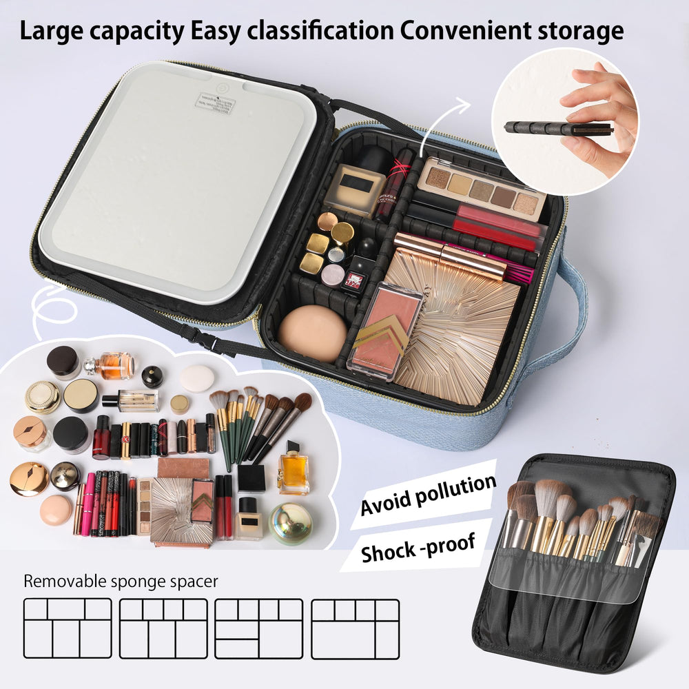PRALENA's customizable EVA partitions keep cosmetics protected and neatly separated.