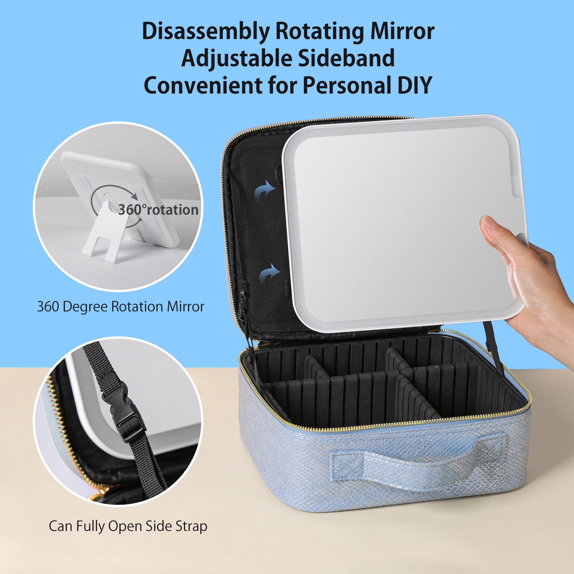 Detachable makeup mirror from PRALENA for versatile home or travel use.