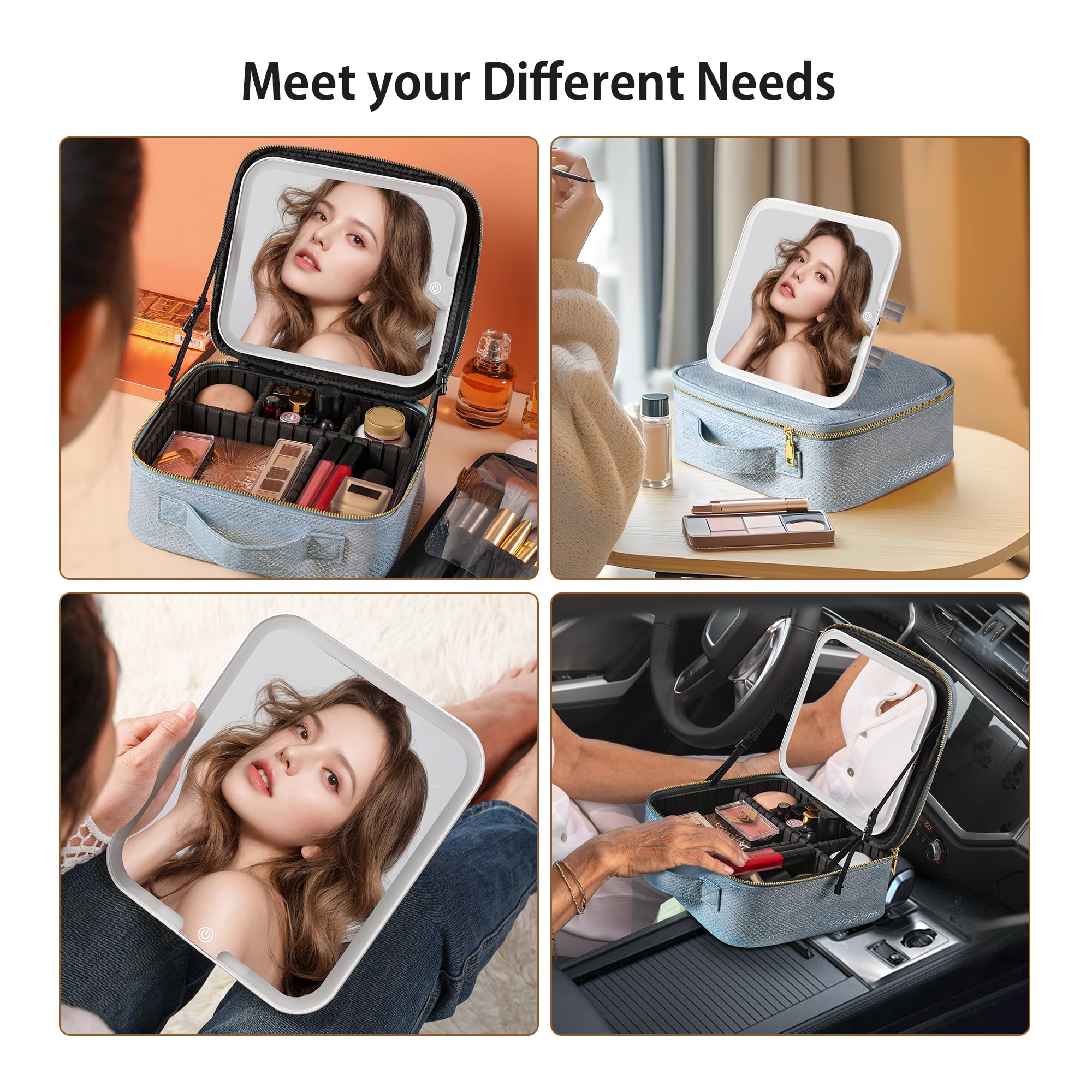 Spacious PRALENA Mermaid Shine Blue interior accommodates brushes and palettes securely.