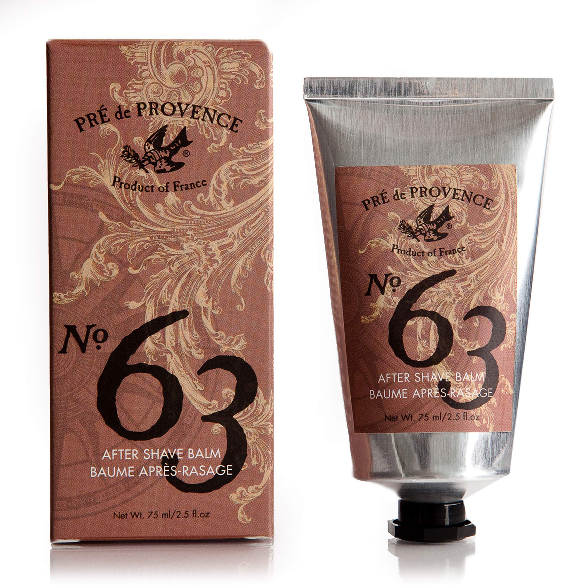 Pre de Provence No63 aftershave balm jar shows soothing texture for post-shave skin.