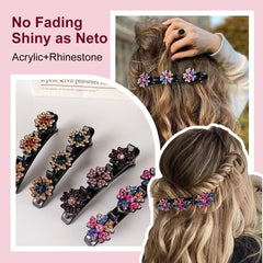 PreciRise four-leaf-clover rhinestone hair clip adds playful shine