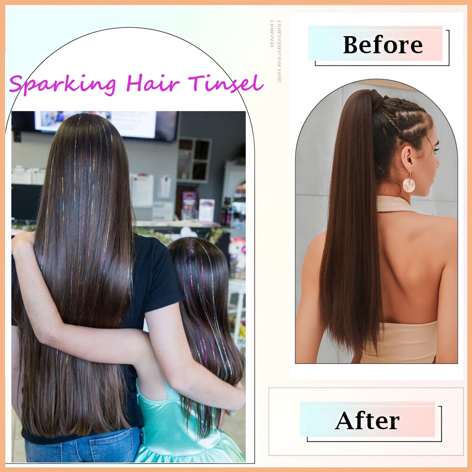 Prehot Hair Tinsel Kit application tools enable quick, secure attachment.