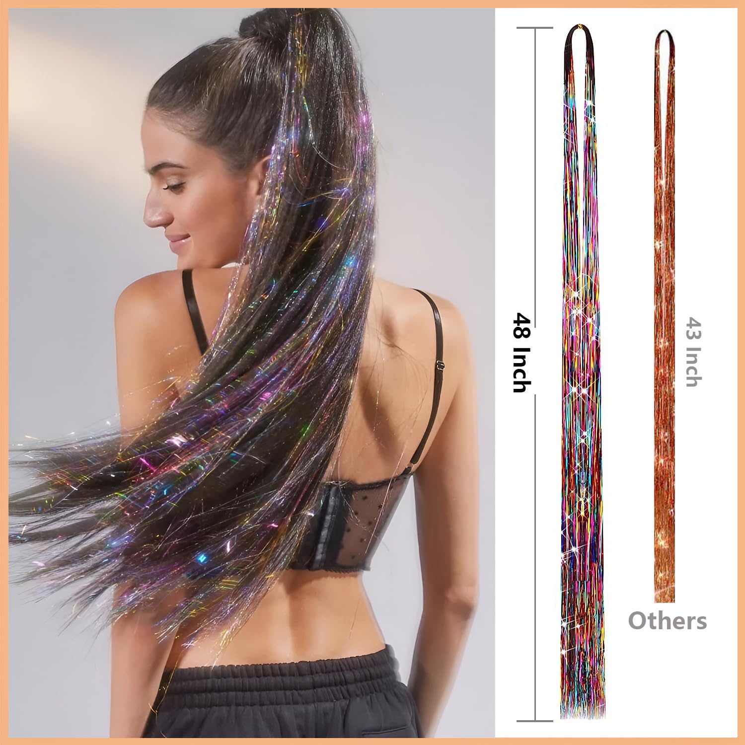 Prehot tinsel kit heat-safe fibers resist styling heat.