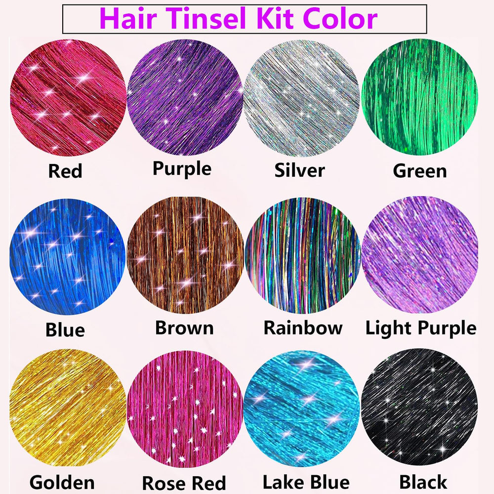 Prehot Hair Tinsel Kit 48-inch strands offer long, glamorous length.