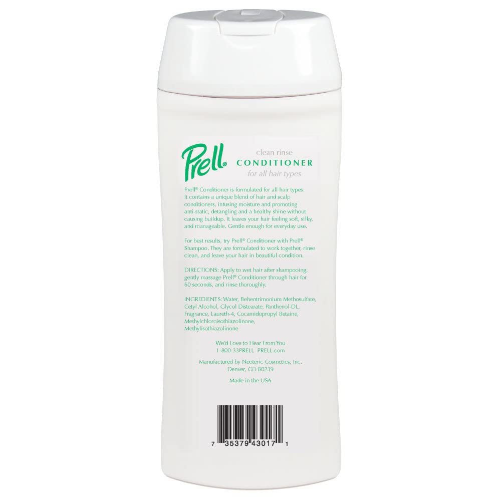 Prell 2-in-1 light conditioning swirl suggests light conditioning for easy styling.