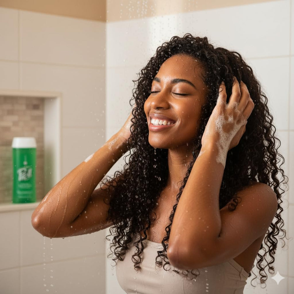 Prell Original Green Shampoo label closeup highlighting iconic cleansing formula