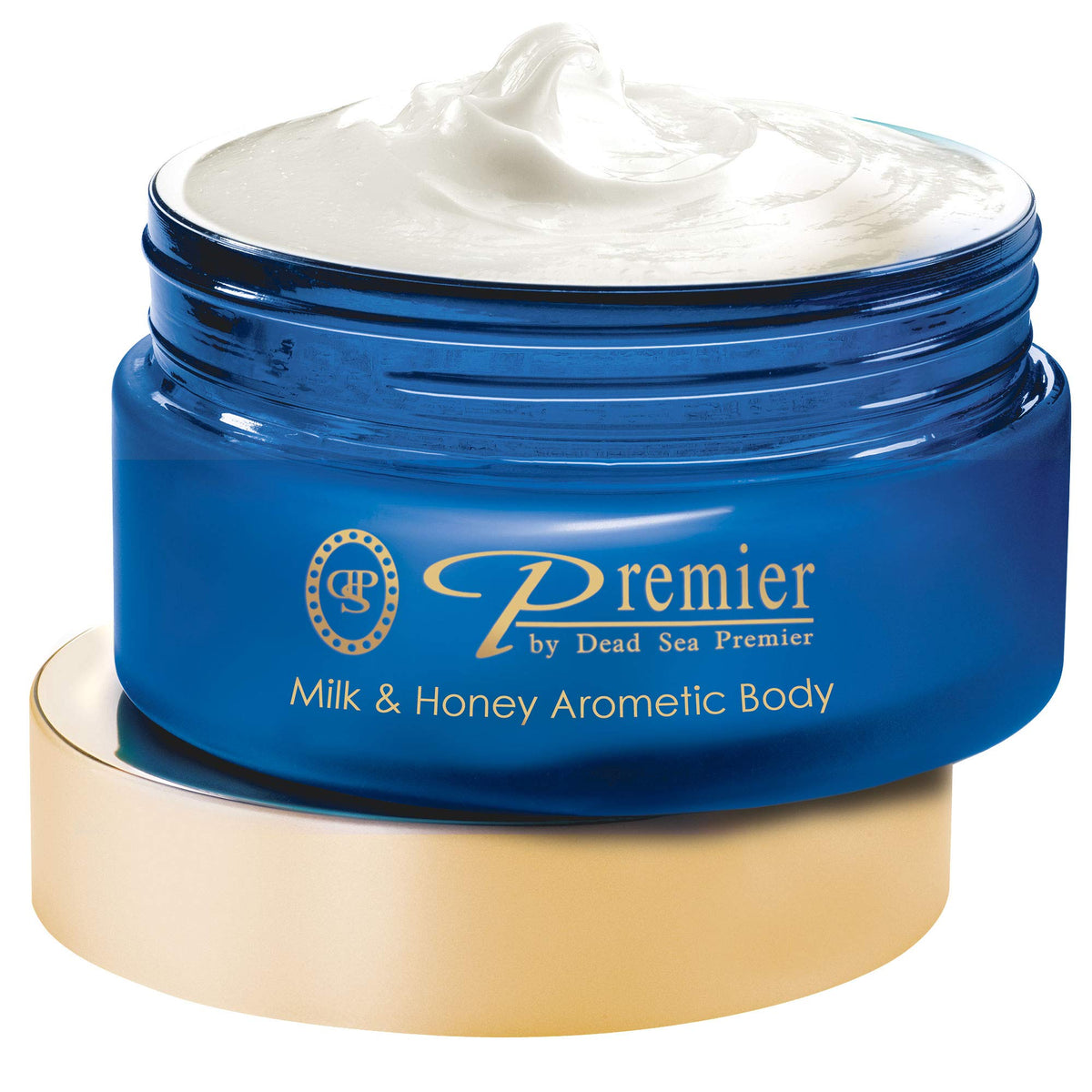 Premier Dead Sea Body Butter bottle highlights rich hydration for dry skin.