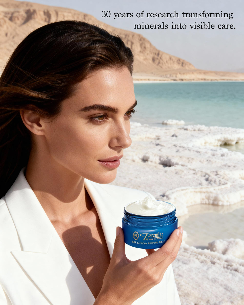 Premier Dead Sea Body Butter scented with Milk and Honey for daily comfort.