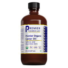 Premier Research Labs castor oil bottle for face nourishes and softens skin