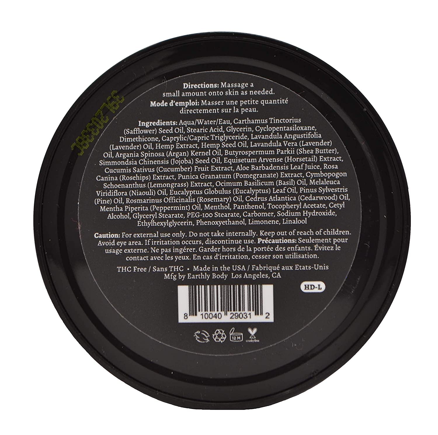 Premium Hemp Extract Daily Intensive Cream cruelty-free label and eco-friendly packaging.