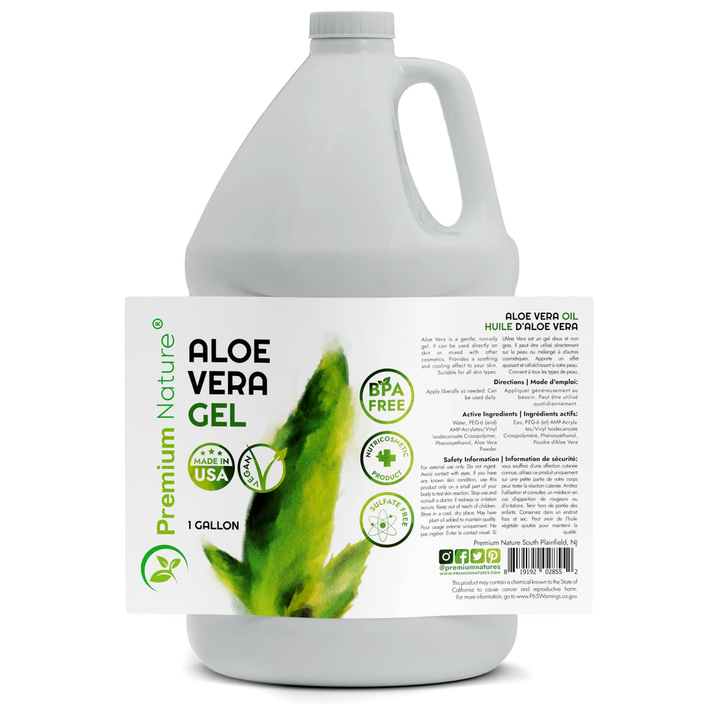 Premium Nature Aloe Vera Gel after-sun use promotes cooling relief and skin moisture.