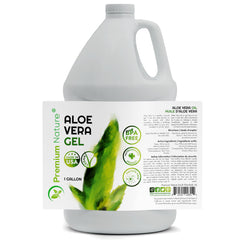 Premium Nature Aloe Vera Gel after-sun use promotes cooling relief and skin moisture.