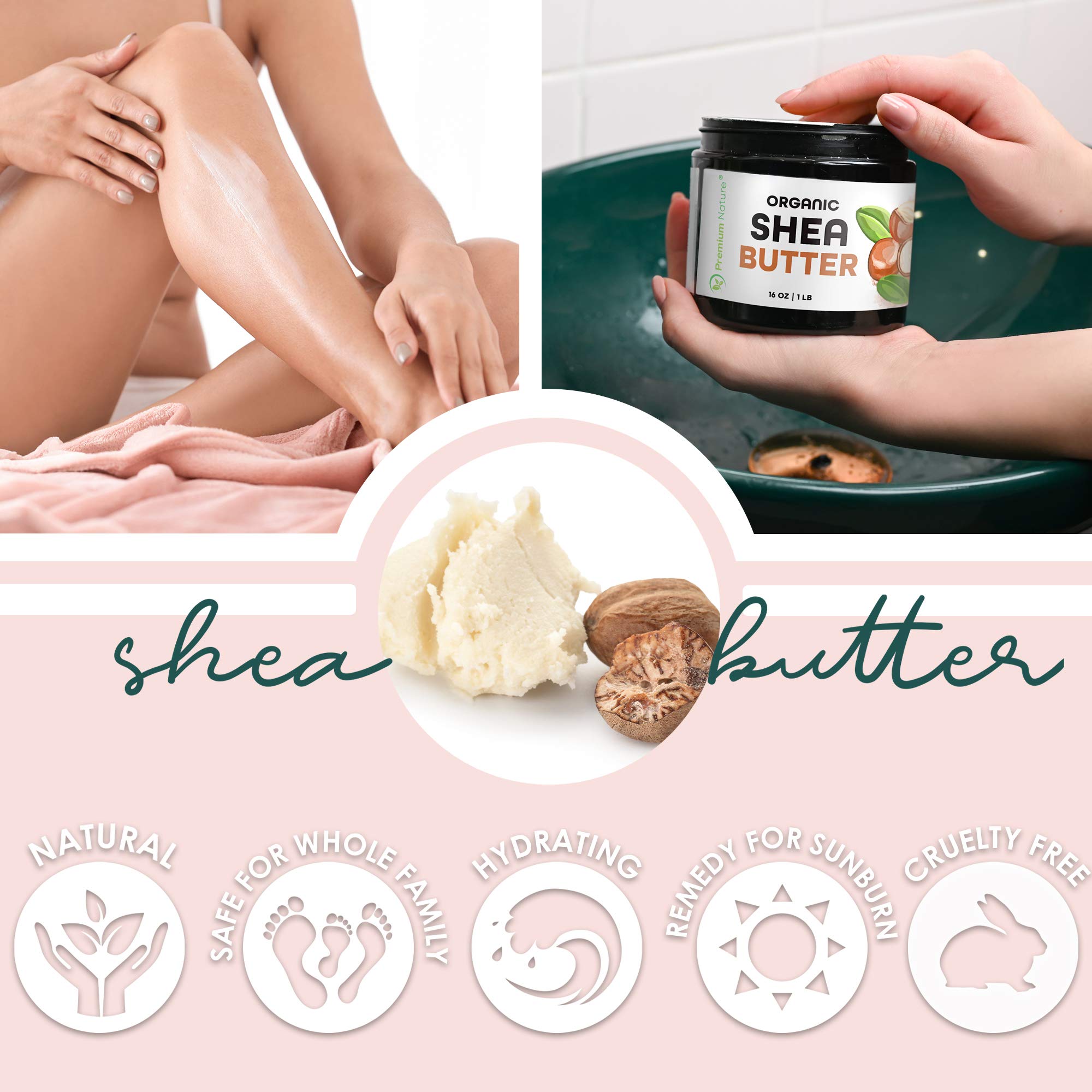 Premium Nature Pure Shea Butter texture close-up highlights creamy consistency for DIY blends