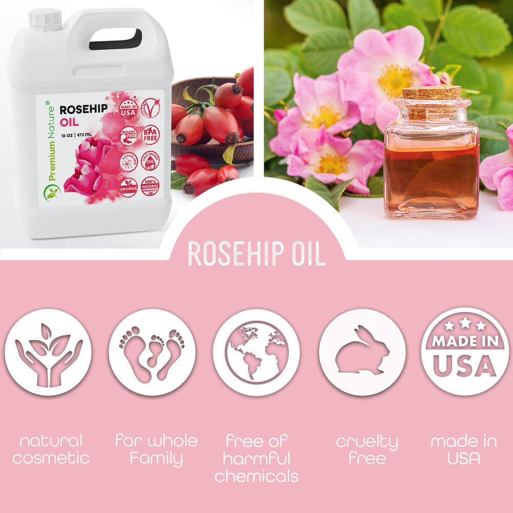 Premium Nature Rosehip Oil applied to hair for natural shine and moisture.