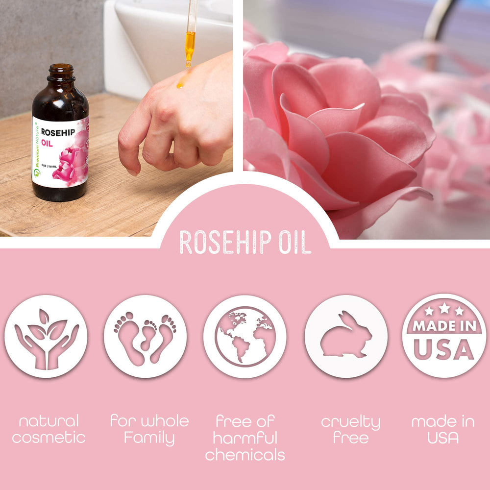 Premium Nature Rosehip Oil rich in antioxidants, vitamins and fatty acids