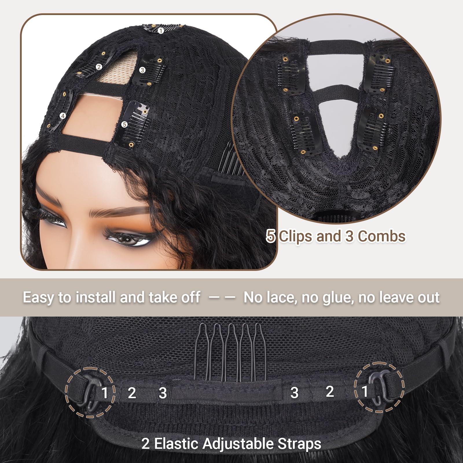 PREMPO Afro wig high-temperature fibers withstand heat up to 320F for styling