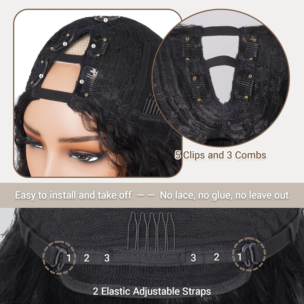 PREMPO Afro wig high-temperature fibers withstand heat up to 320F for styling