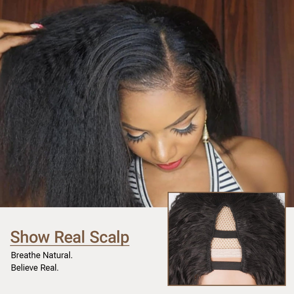 PREMPO Afro V-Part no-shedding close-up highlights durable fibers for long wear.