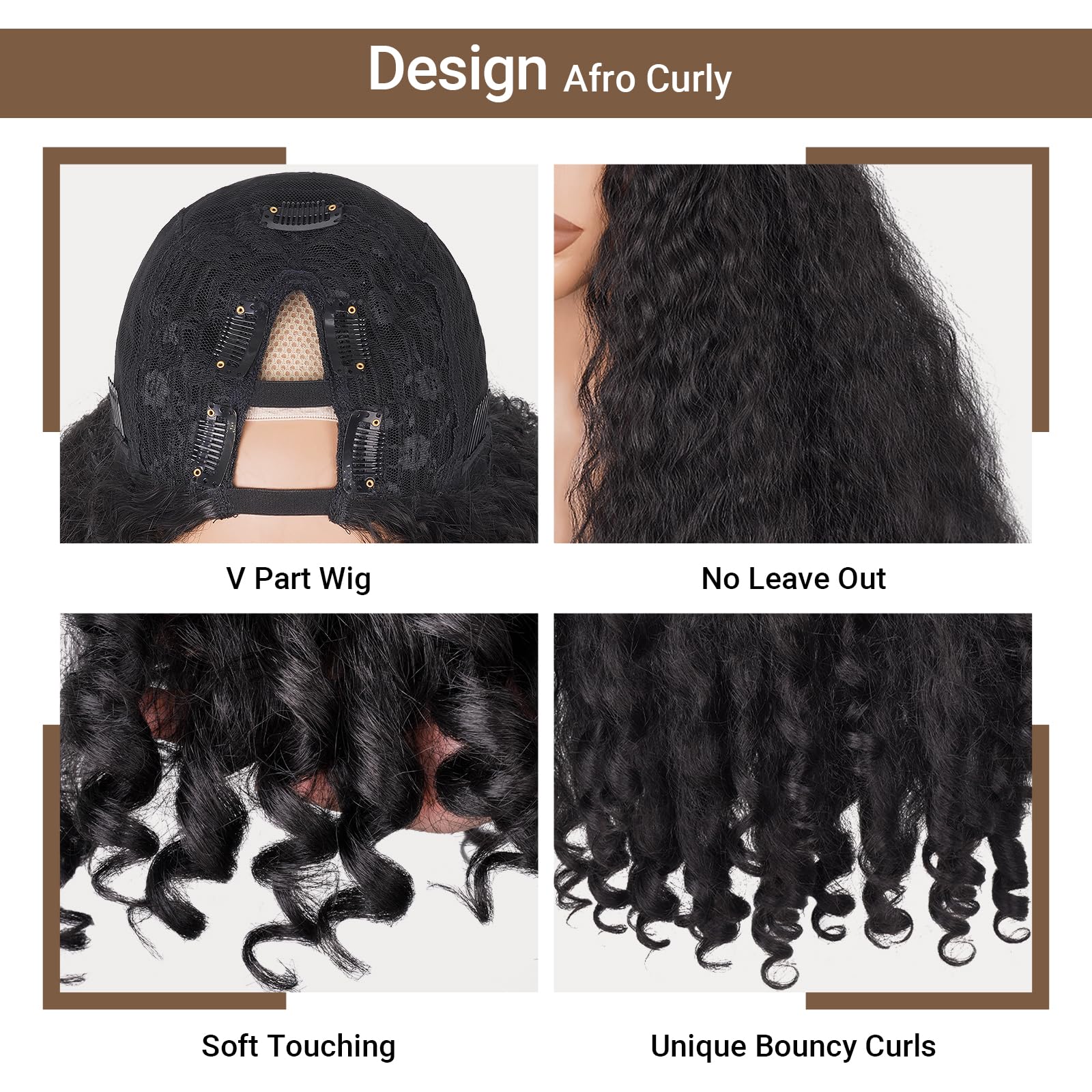 PREMPO Afro wig V-part glueless wear enables quick, ready-to-go styling