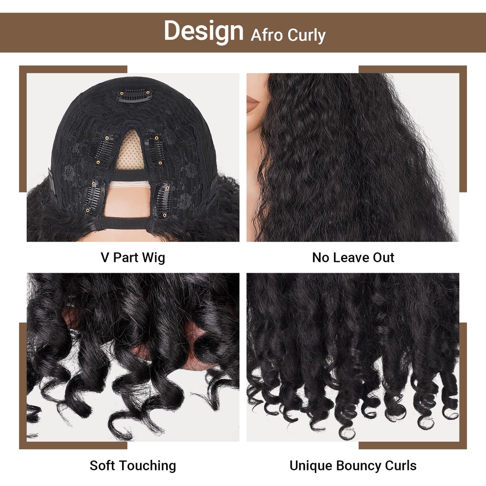 PREMPO Afro wig V-part glueless wear enables quick, ready-to-go styling