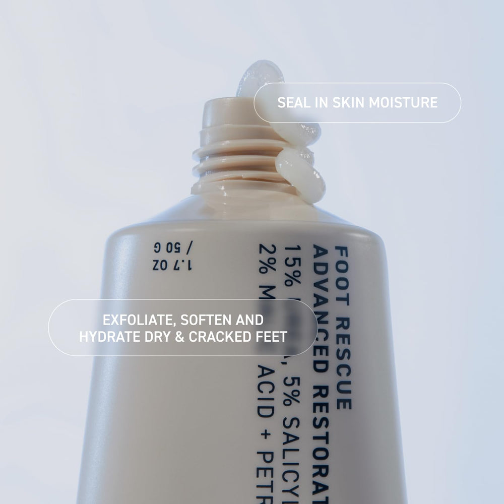 Prequel Skin Foot Rescue paired with a pumice stone for gentle exfoliation.
