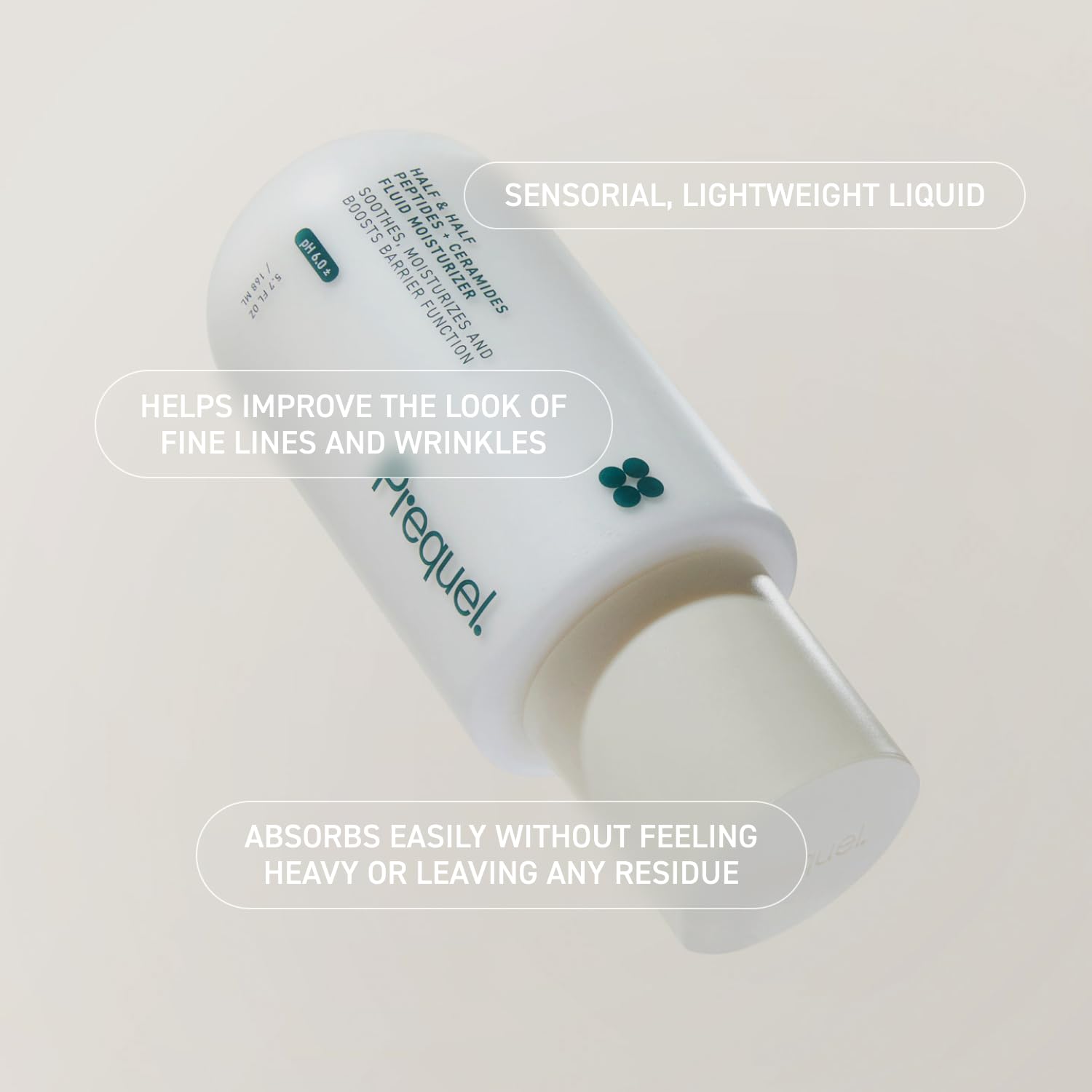 Prequel Skin Half and Half Fluid Moisturizer application scene suggests easy layering under other products.