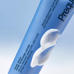 Prequel Skin Hand Wrap film-former barrier illustrating 24-hour water resistance.