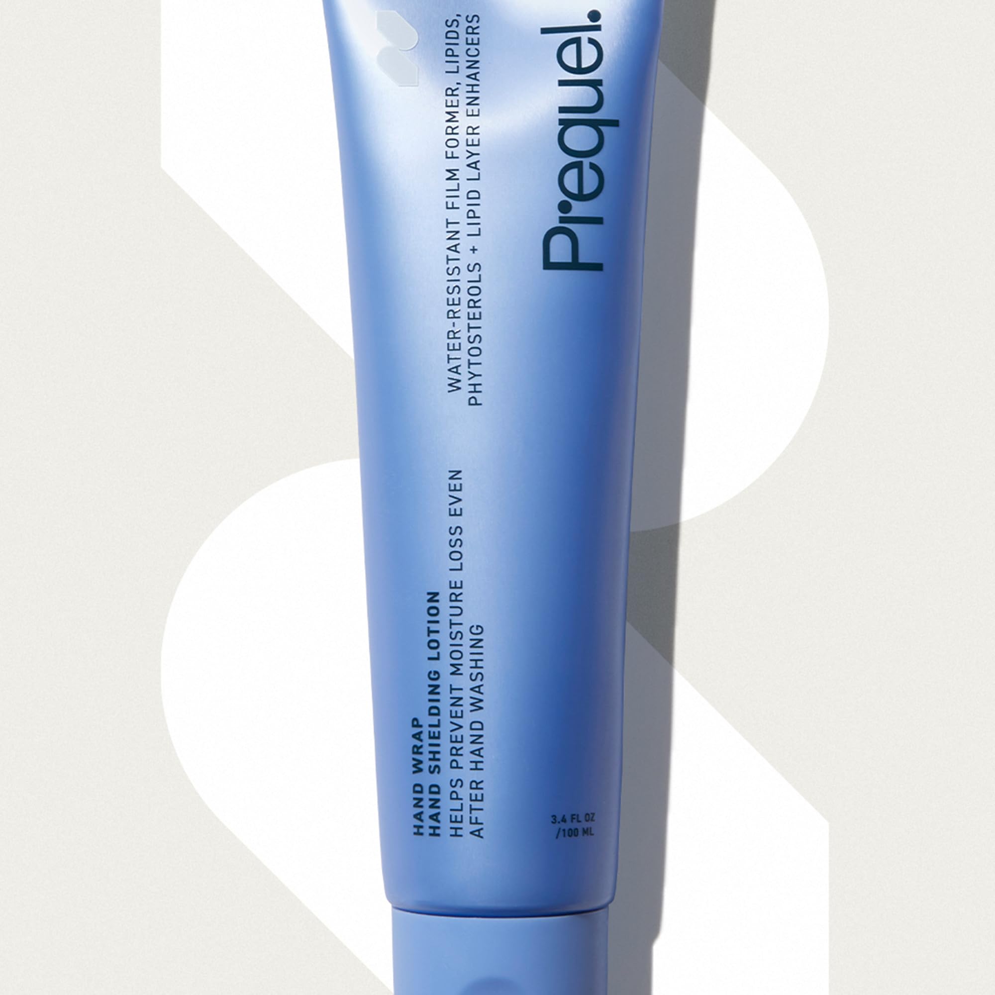 Prequel Skin Hand Wrap fragrance-free label emphasizes suitability for all skin types.