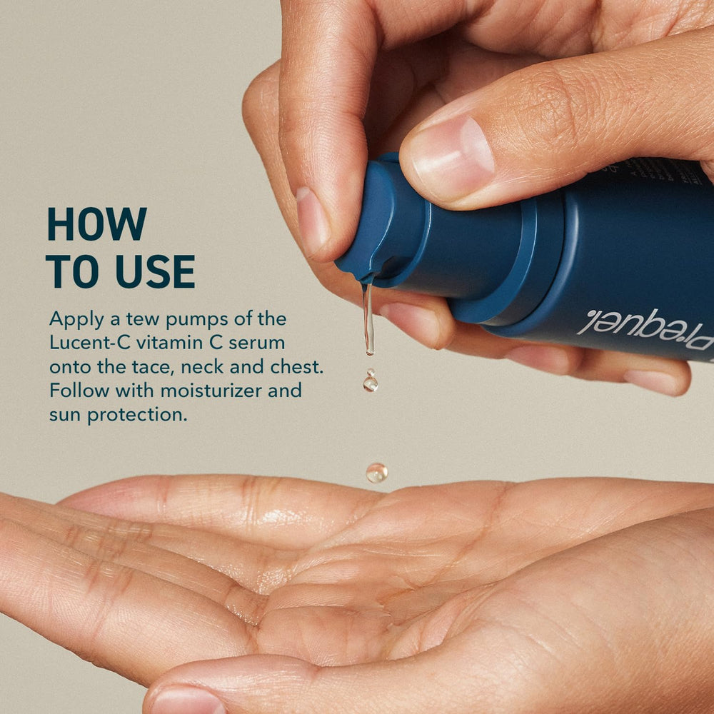 Prequel Skin Lucent-C fragrance-free label conveys clean, pure skincare experience.