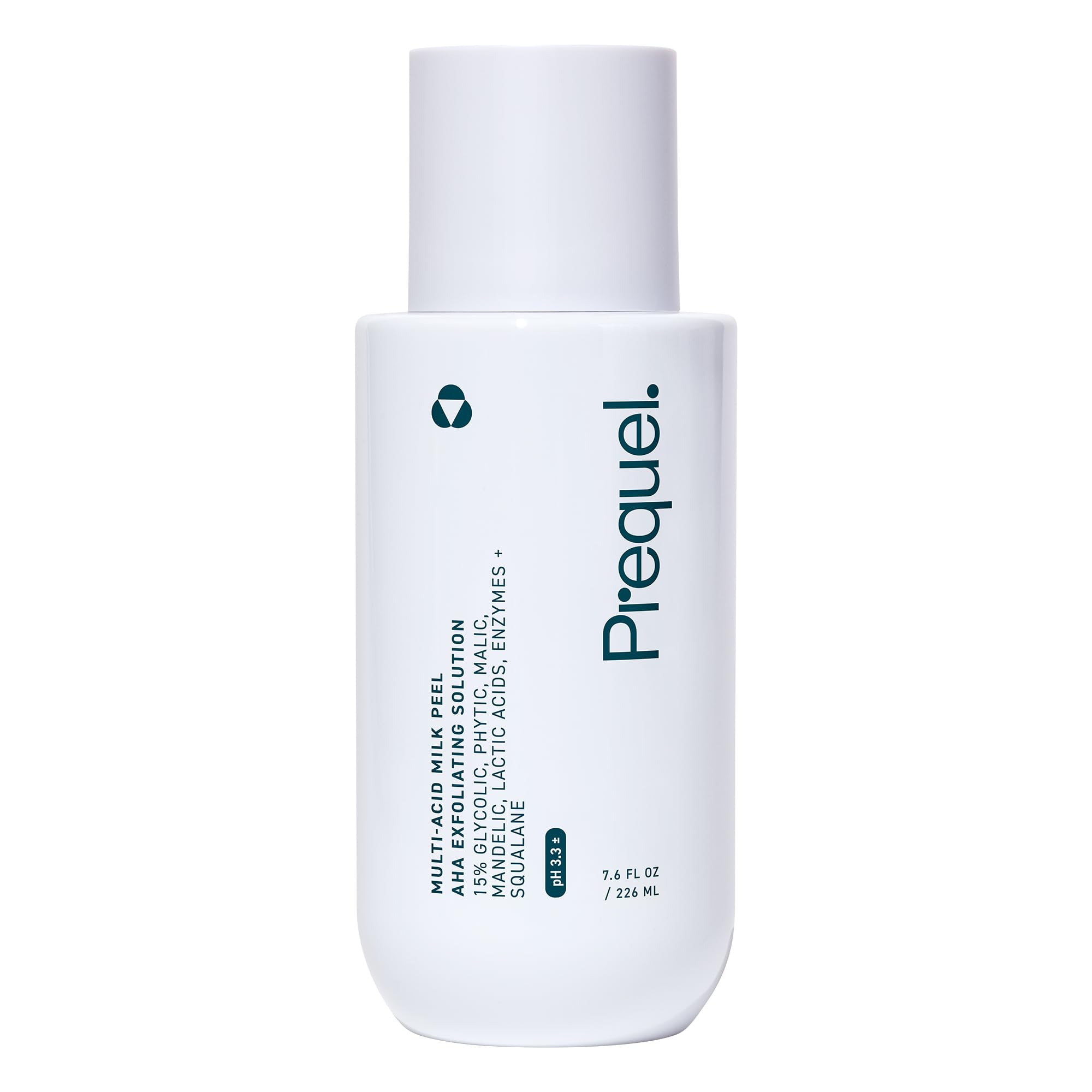 Prequel Skin Multi-Acid Milk Peel bottle closeup highlights a hydrating exfoliant for radiant skin