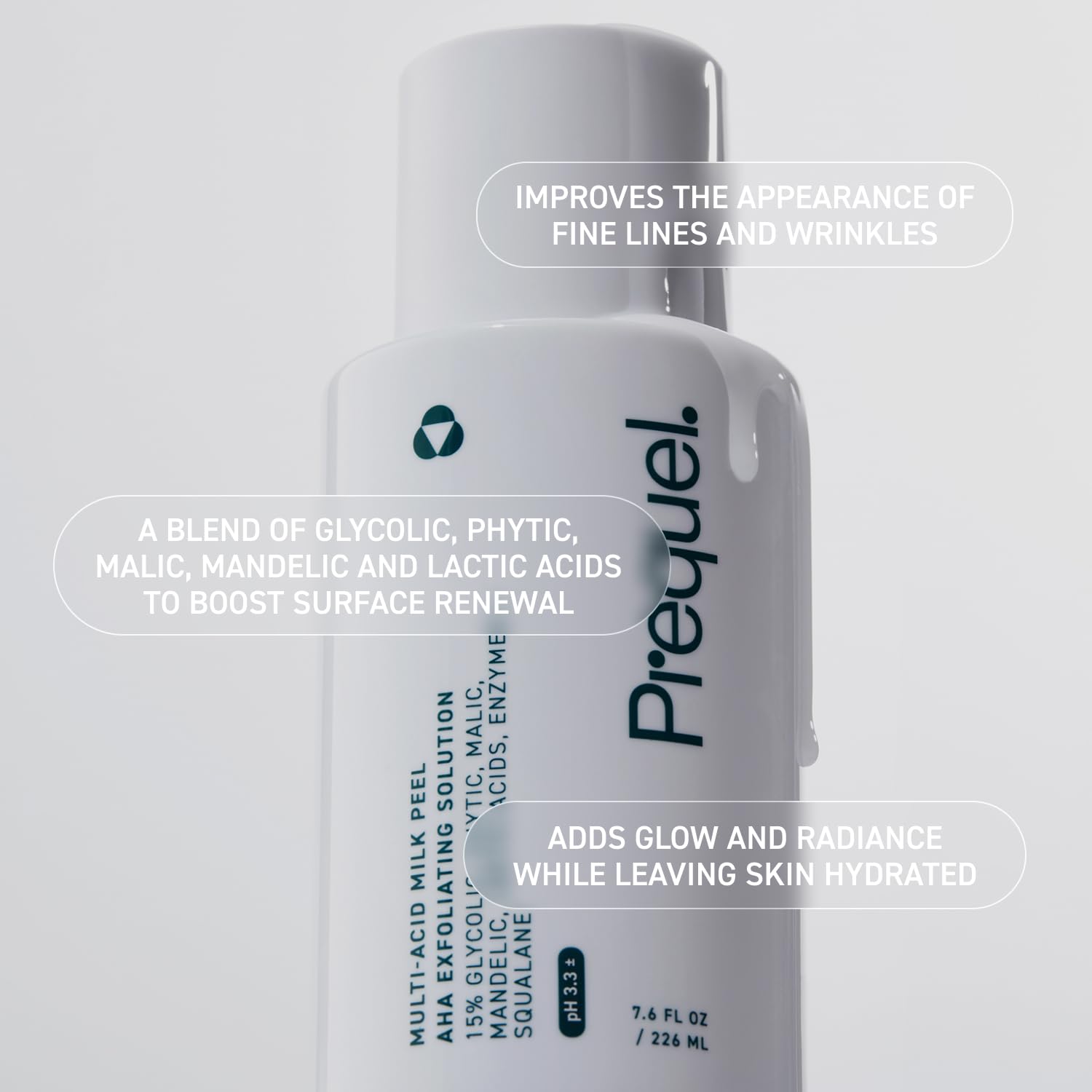 Prequel Skin Multi-Acid Milk Peel label front emphasizes professional strength exfoliant
