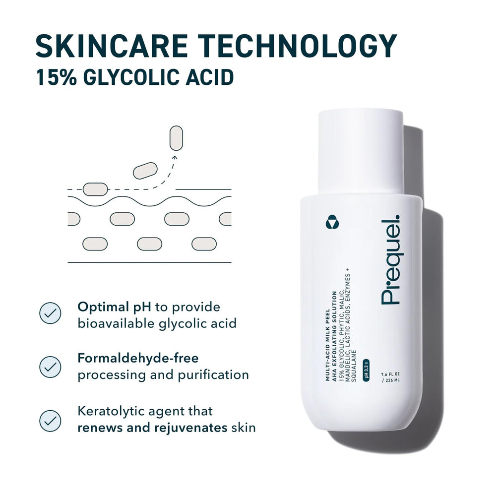 Prequel Skin Multi-Acid Milk Peel neck application shows targeted radiance