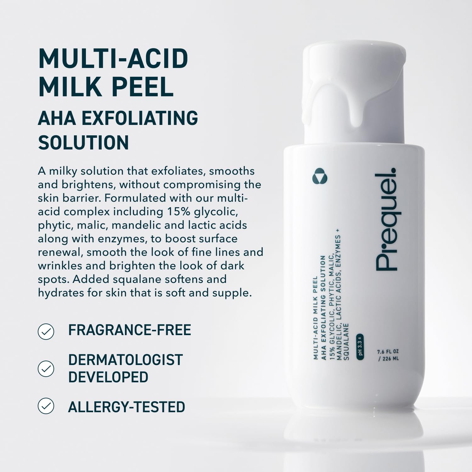 Prequel Skin Multi-Acid Milk Peel pump dispense enables simple at-home exfoliation