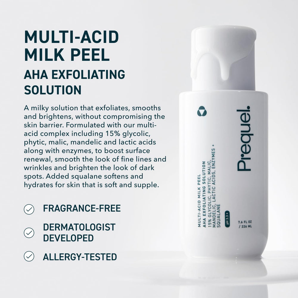 Prequel Skin Multi-Acid Milk Peel pump dispense enables simple at-home exfoliation