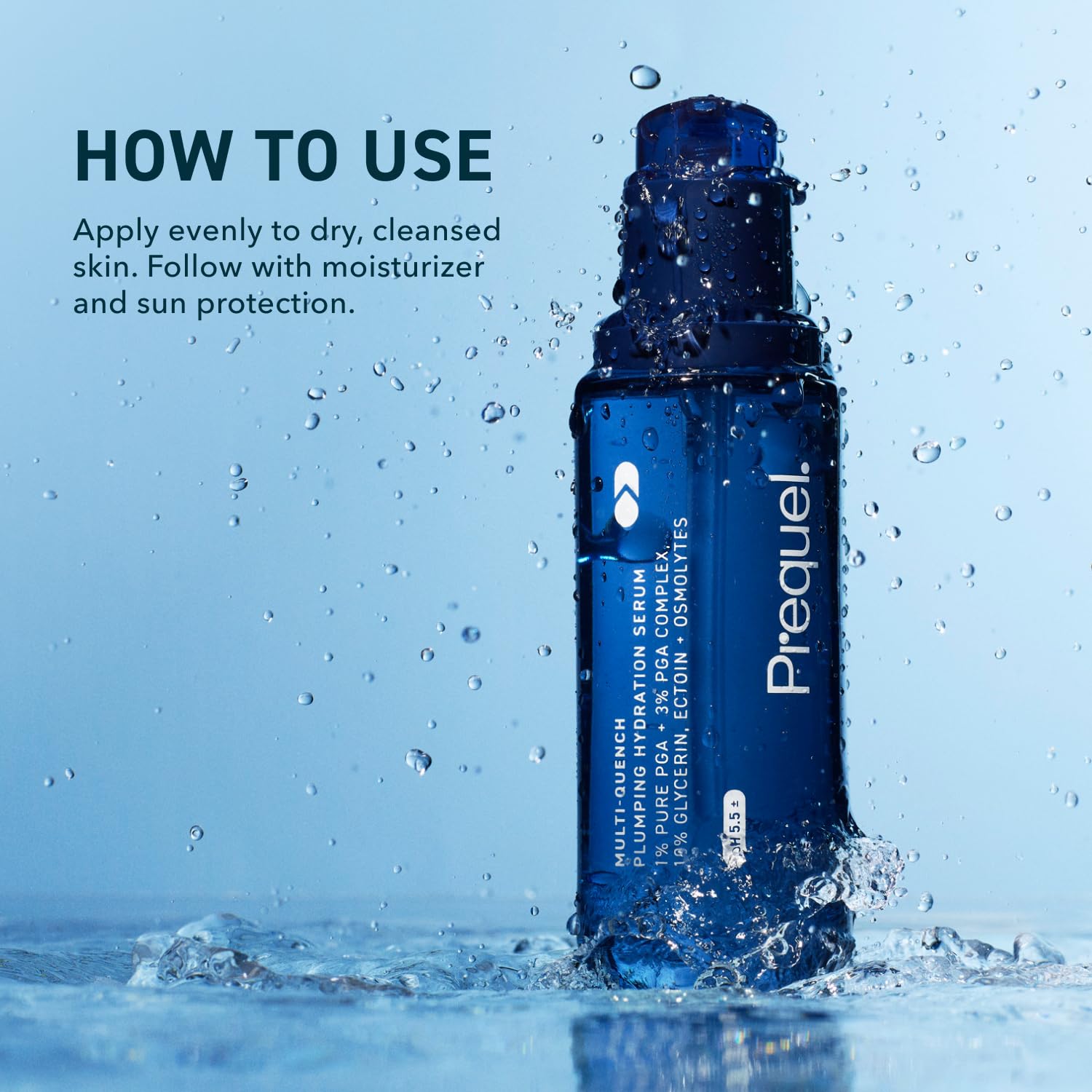 Prequel Skin Multi-Quench fragrance-free label signals gentle, irritation-free skincare