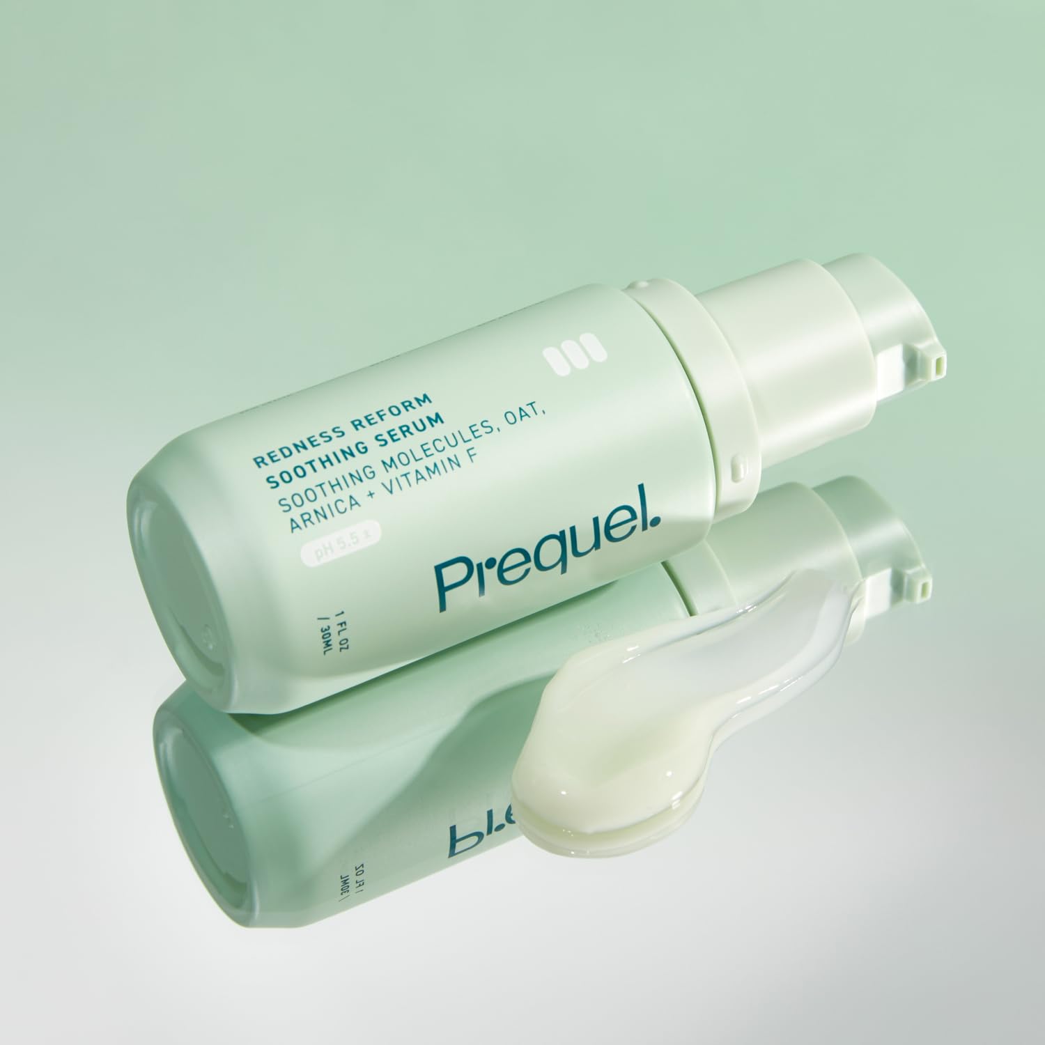 Prequel Skin Redness Reform closeup depicts a cooling, comforting effect on distressed skin.