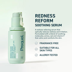 Prequel Skin Redness Reform serum texture shows a lightweight formula for sensitive skin hydration.